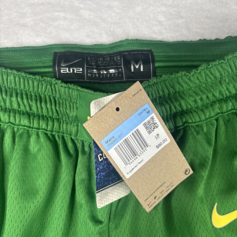 Nike Oregon Ducks Elite Basketball Shorts Men's Size: Medium Green/Yellow NWT - Picture 4 of 7
